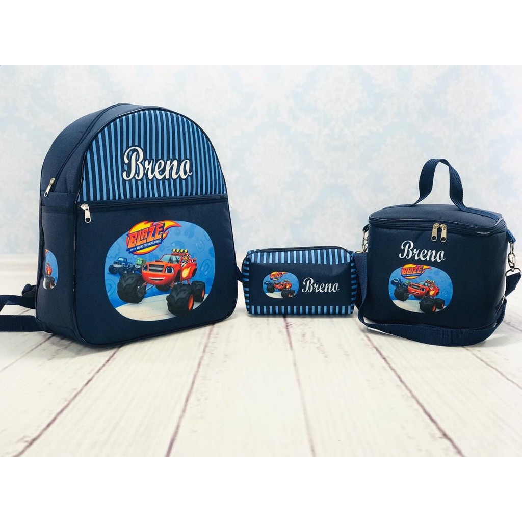 Kit Mochila 3 Peças Blaze Personalizada com nome