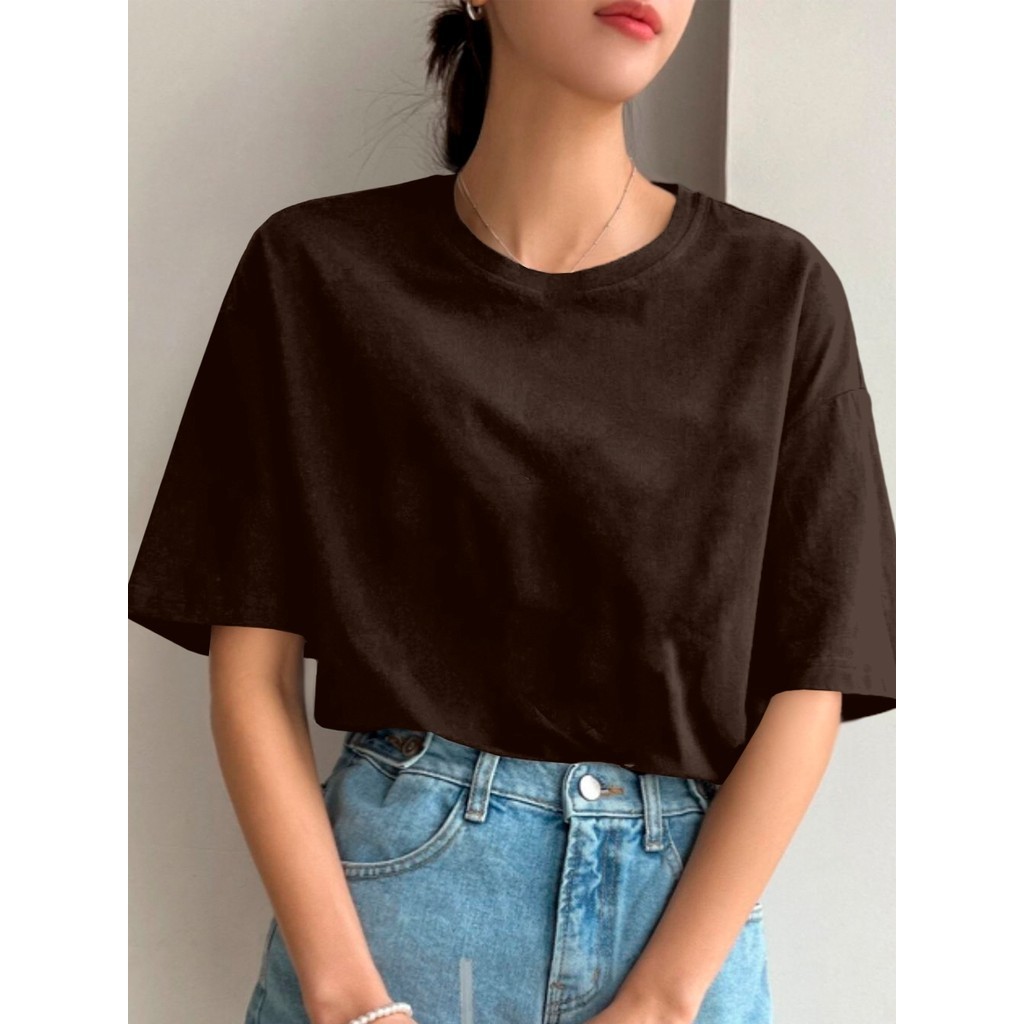 T Shirt Oversized Basica Lisa Larga Camiseta Blusa Feminina Sem Estampa Diversas Casual Plus Size