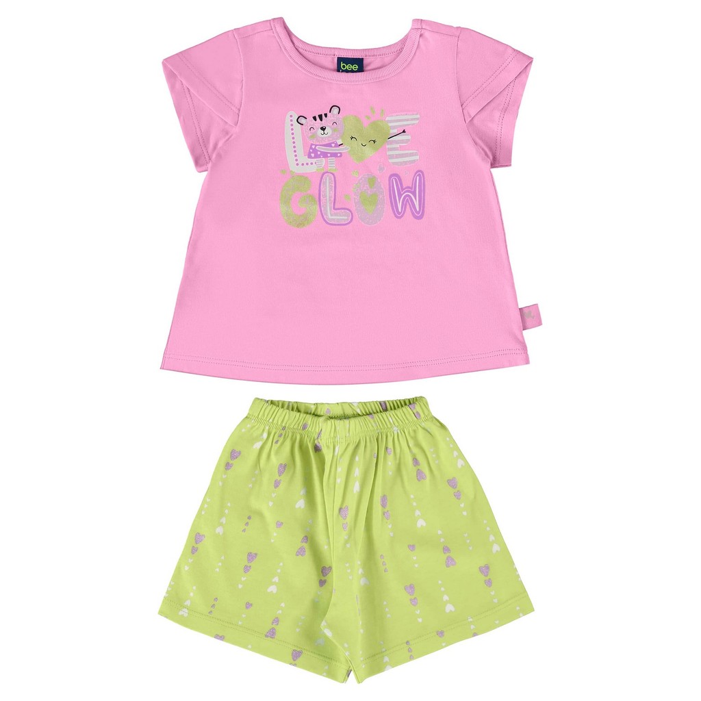 Conjunto com Blusa Brilhante e Short para Bebê Menina Bee Loop - Baby & Kids Fashion