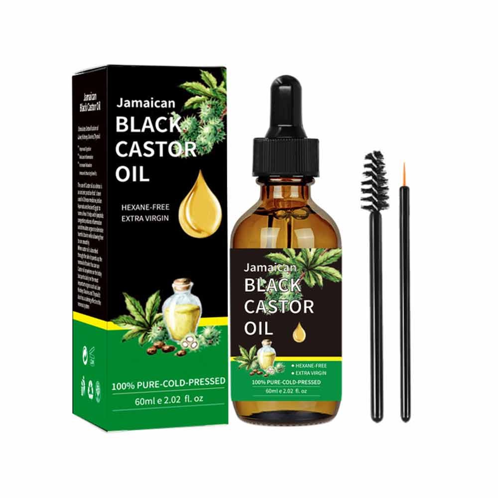 Black Castor Oil, 100% Pure (2.02 Oz with Eyelash Kit)-Organic Casto Promotes Hair Growth，Strengthens Hair