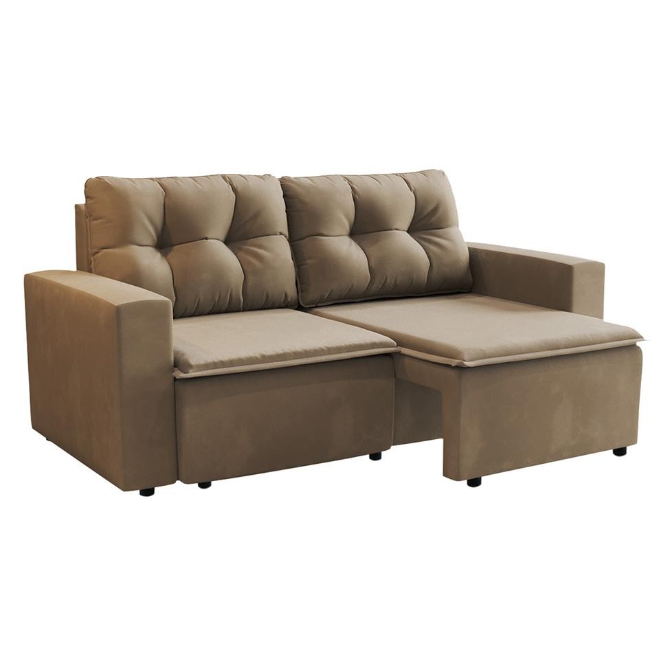 Sofá 3 Lugares Retrátil Amsterdã I Suede Bege 180 cm em Oferta na Shopee