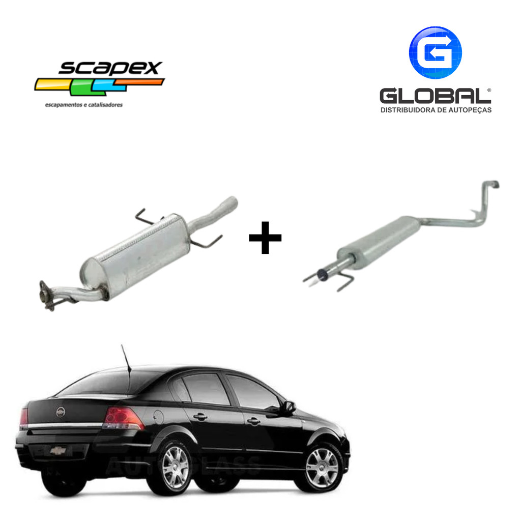 Kit Escapamento Silencioso e Intermediario Vectra Sedan 2.0 2.4 8v 16v 2007 a 2008 Original
