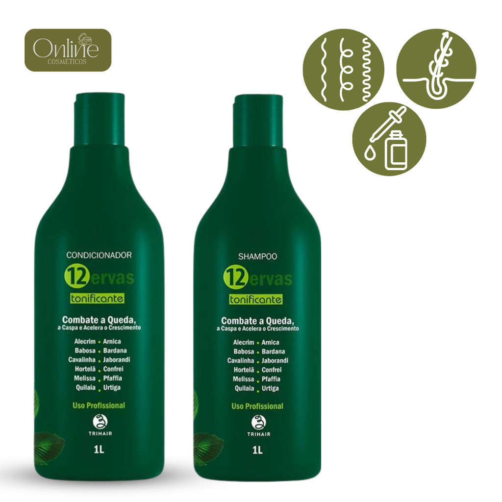 Shampoo e Condicionador - Trihair 12 Ervas Tonificante em Oferta na Shopee