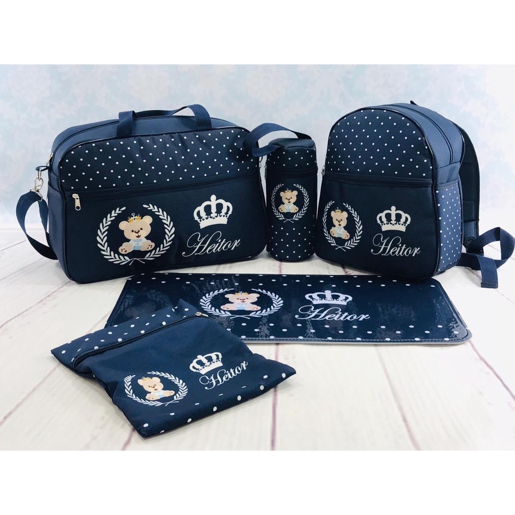 Kit de Bolsas 5 Peças com Mochila Personalizada com nome