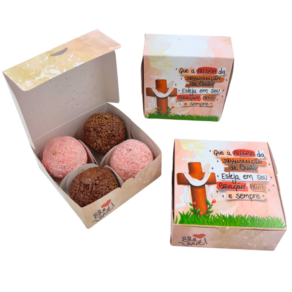 Embalagem p/ 4 DOCES de Páscoa religioso. Lembrança de Páscoa Cristã. Caixinha Religiosa católica em Oferta na Shopee
