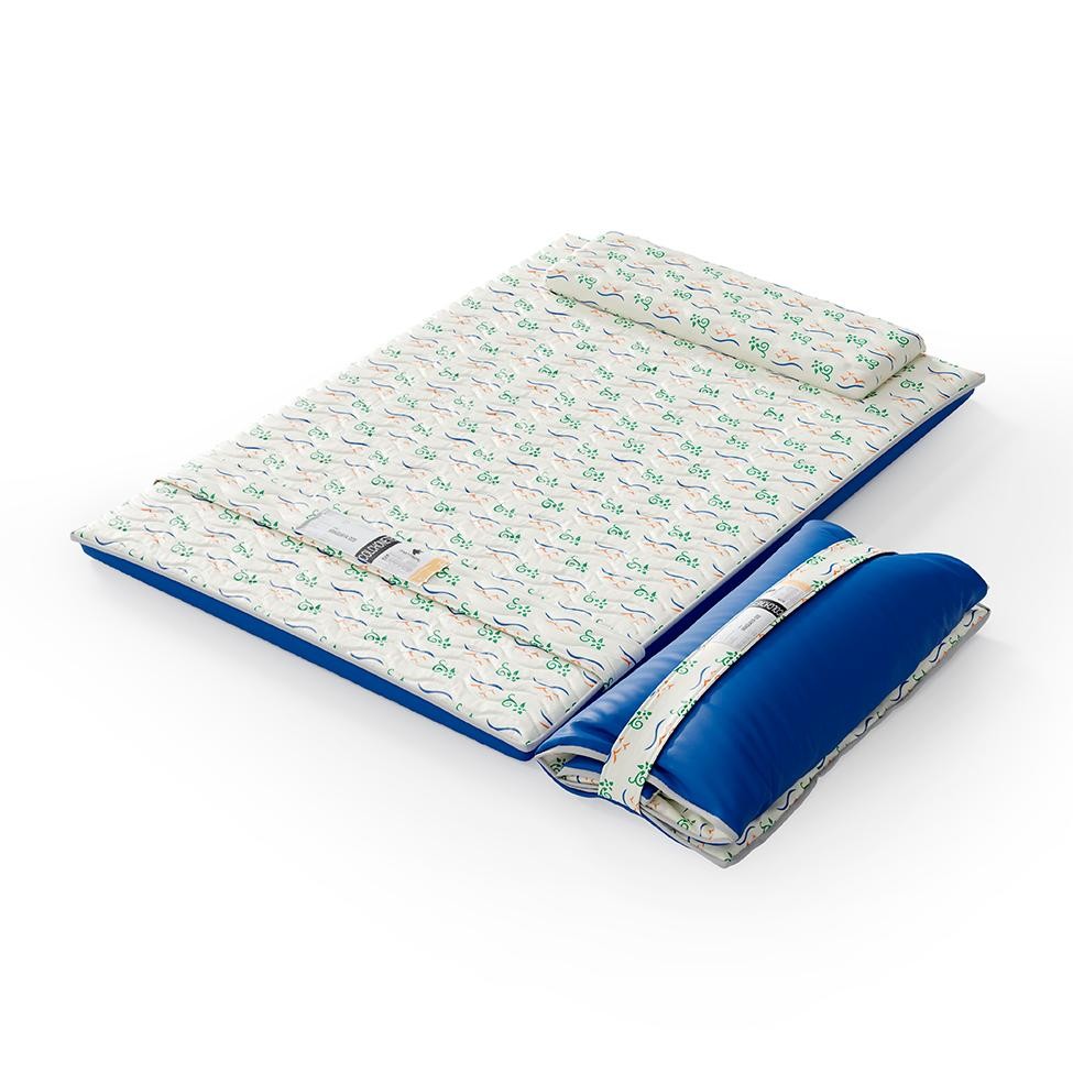 Colchonete Araguaya (5x128x186) Azul e Bege em Oferta na Shopee