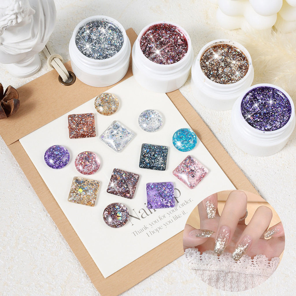 5ml Rubik's Cube Gel de Polimento de Unhas com Glitter e Sequins Verniz UV LED para Manicu...