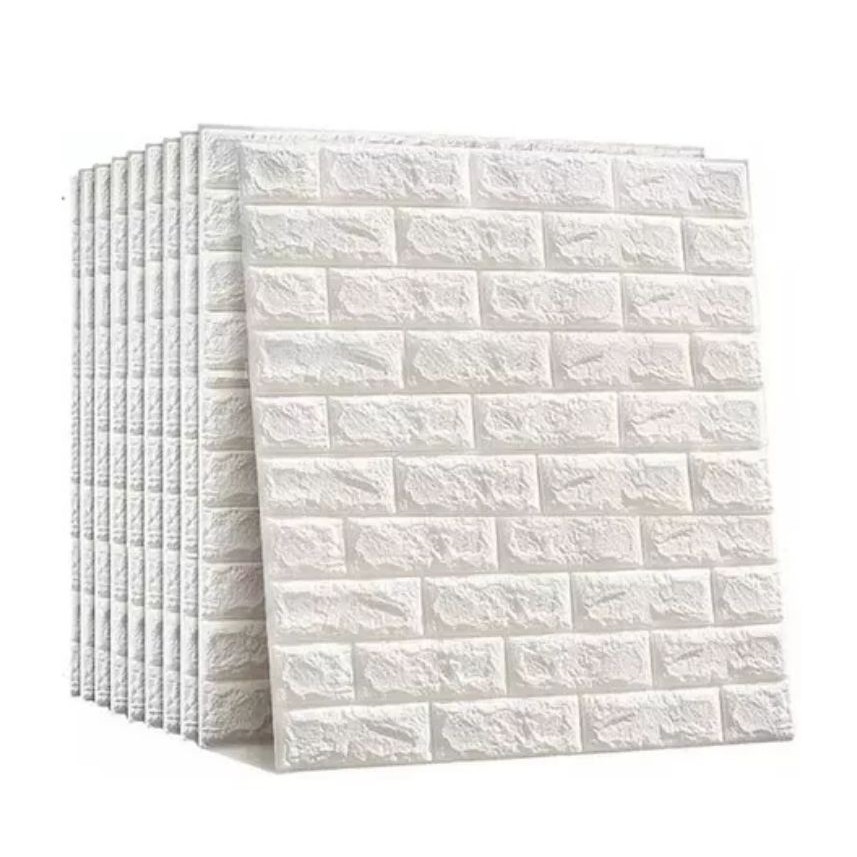 Placa Painel 3d Branco Pvc Tijolinho Alto Relevo 77x70