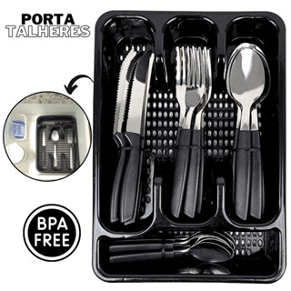 Bandeja Organizador De Gaveta Porta Talheres Separação Separador Garfo Faca Colher Organização 4 Divisórias BPA Free