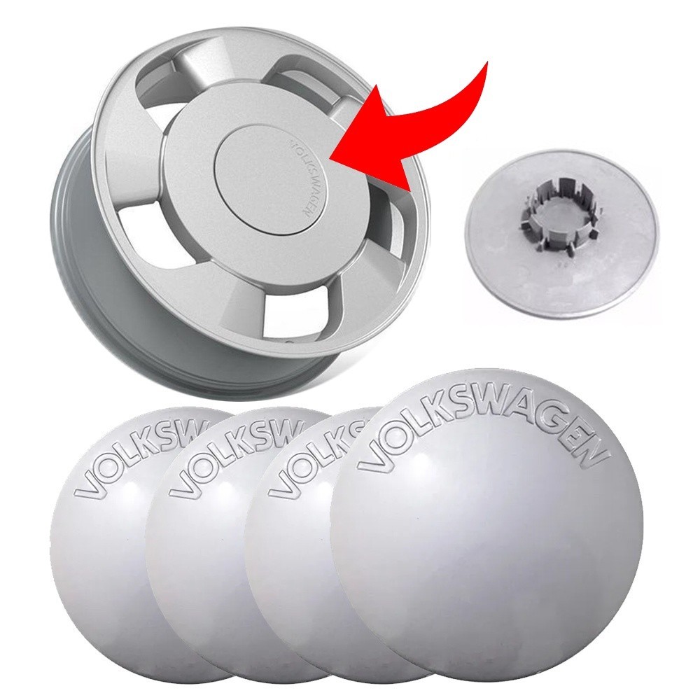 Kit Calota Centro Tampa Roda Compatível com Orbital Prata Aro 13 14 15 16 17