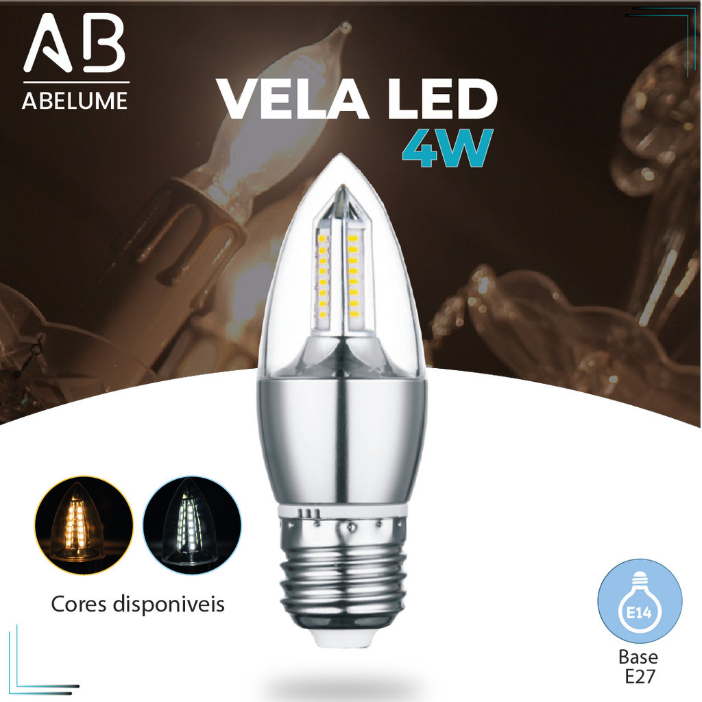 Lâmpada Vela LED para Lustre 4W E27 Pendente Modelo Moderno Branco Frio (6,000K) ou Branco Quente (3,000) 110V-220V | Bivolt em Oferta na Shopee