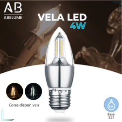 Lâmpada Vela LED para Lustre 4W E27 Pendente Modelo Moderno Branco Frio (6,000K) ou Branco Quente (3,000) 110V-220V | Bivolt