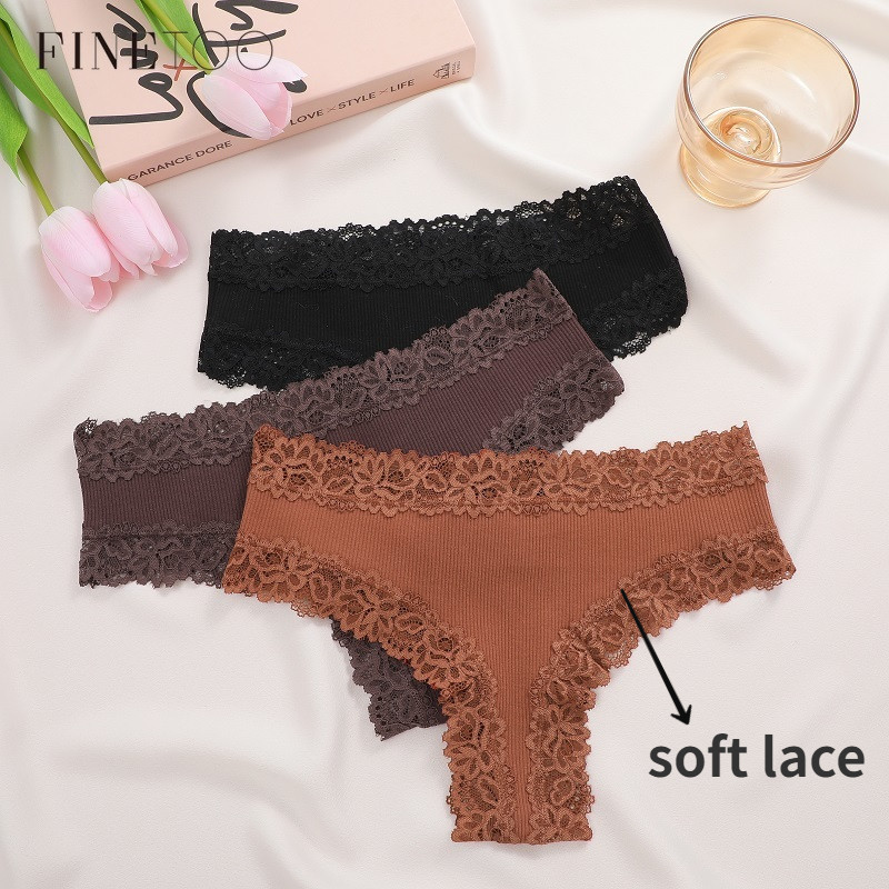 Finetooo Calcinha De Renda Para Mulheres Confortável Lingerie De Algodão Feminina Tangas Floral em Oferta na Shopee