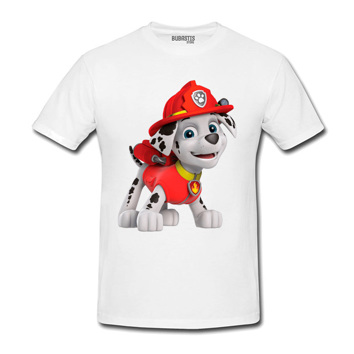Camiseta Patrulha Canina Cachorro Dalmata Bombeiro Menino vermelho Infantil Adulto Desenho