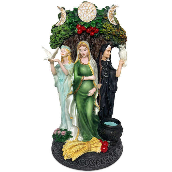 Estátua Decorativa Deusa Triplice Donzela Mãe Anciã Decoração Wicca
