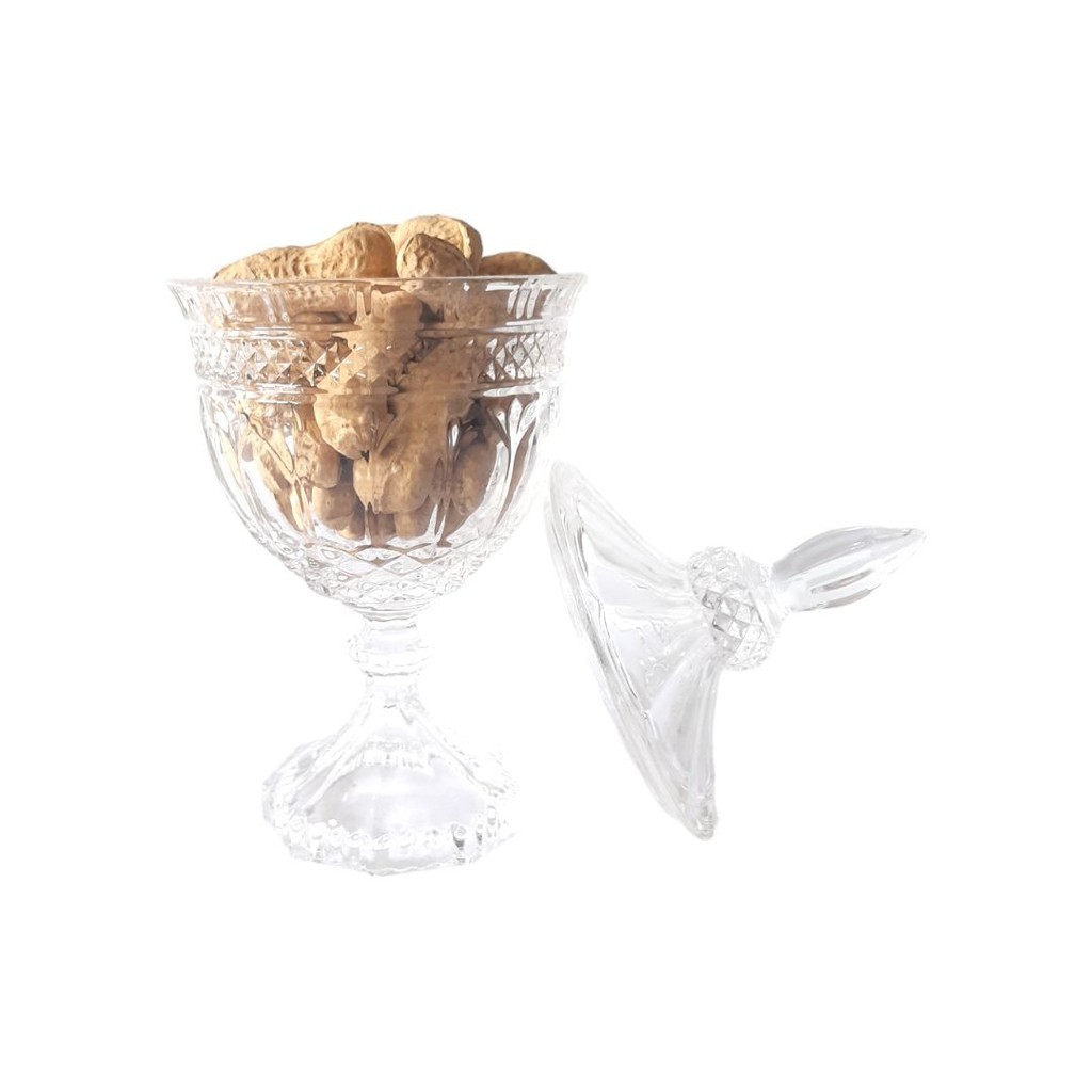 Vaso de Vidro Taça Bombonier C/Tampa Decorativo Para Comida e Flores