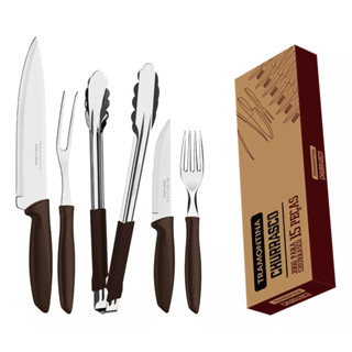 Jogo Churrasco Tramontina Plenus 15 Peças Lâminas de Aço Inox e Cabos de Polipropileno Marrom - 23498468 em Oferta na Shopee
