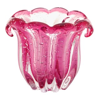 Vaso Lyor Italy de Vidro Rosa 13cm x 11cm x 10cm