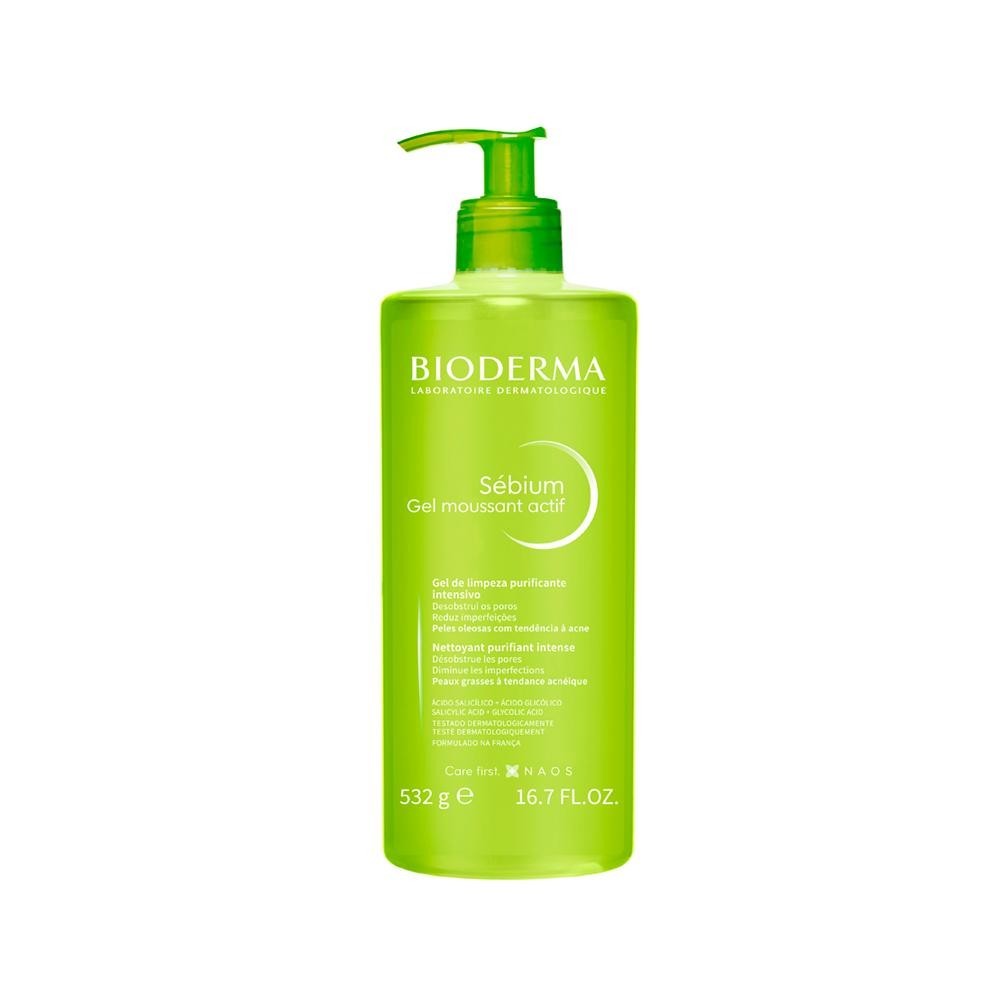 Bioderma Sébium Moussant Actif Gel de Limpeza Facial 500ml em Oferta na Shopee
