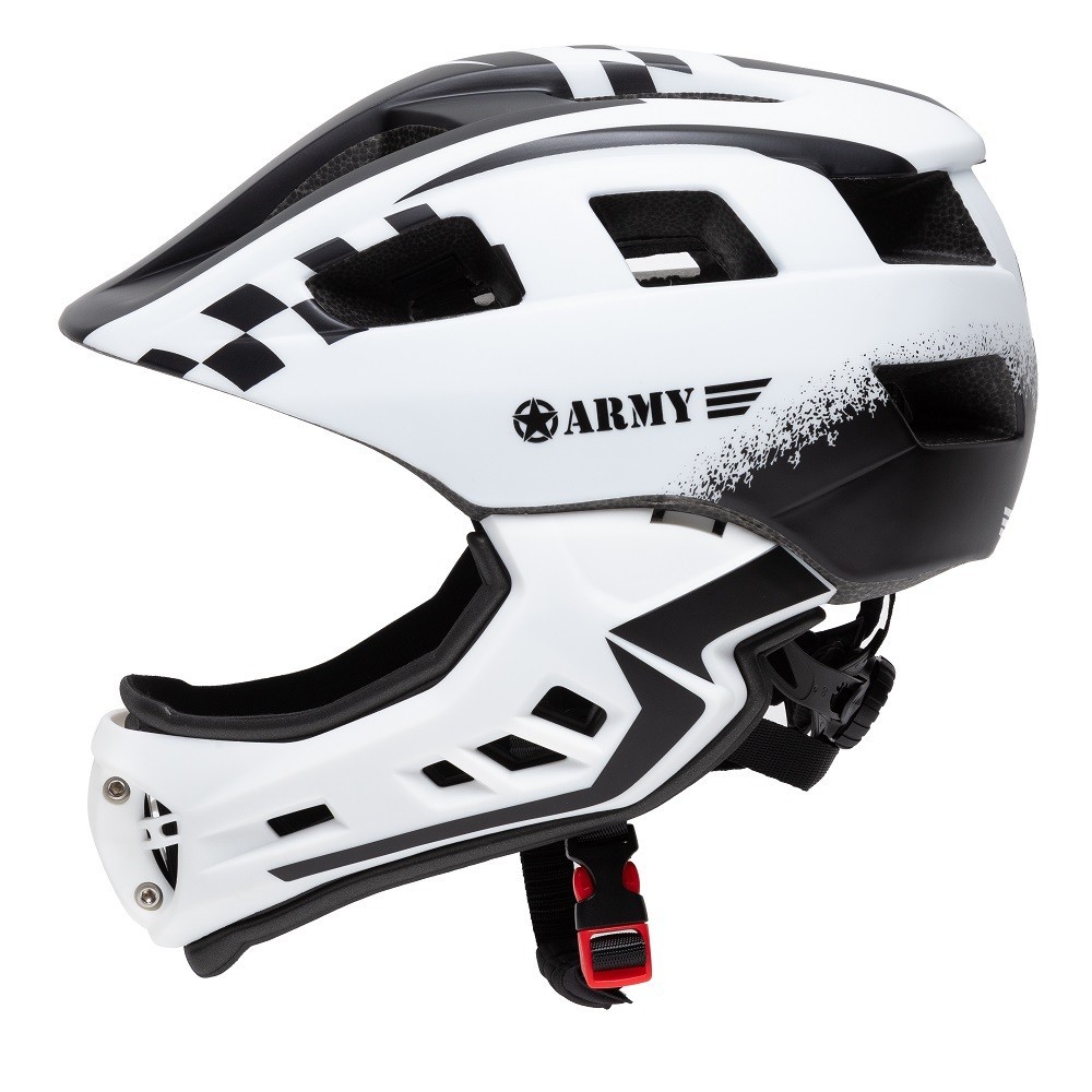 Capacete Infantil Bike com Queixeira Bmx Skate Patins Branco e Preto
