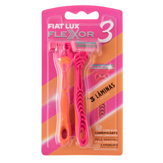 Aparelho de Depilar Flexor 3 Laminas Rosa Blister Com 2 unid