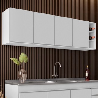 Armário de Cozinha Aéreo Nevada com Adega 180cm 4 Portas Branco - Lumil em Oferta na Shopee