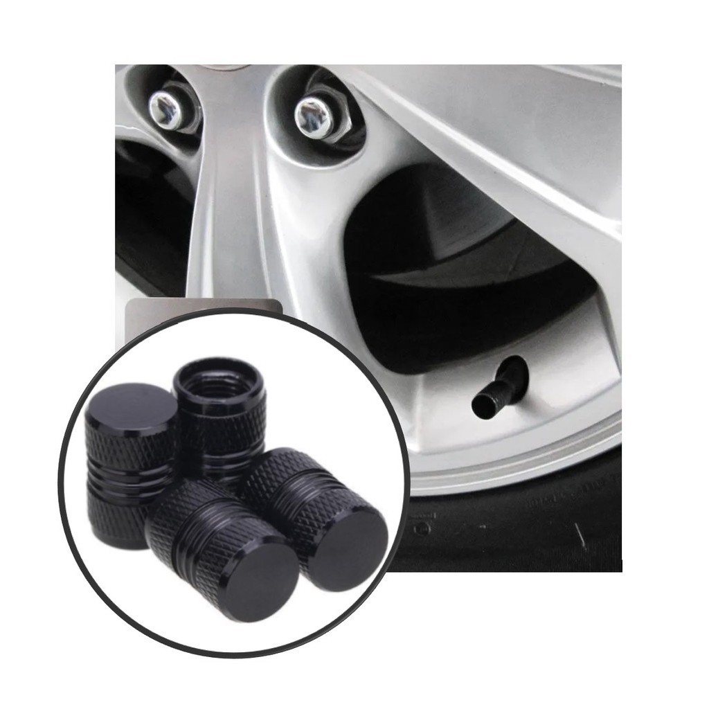 Kit 4 Peças Tampa de Bico Tampas Válvula De Pneu De Moto Carro Preto Jogo de Pinos de Pneu