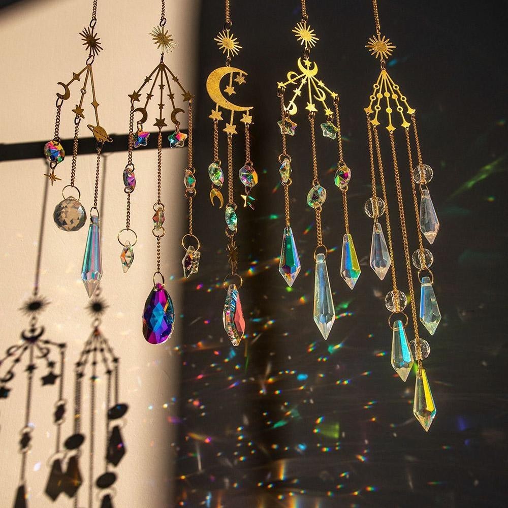 Lua Cheia Apanhador De Luz De Cristal Diy Sol Prisma Rainbow Maker Hanging em Oferta na Shopee