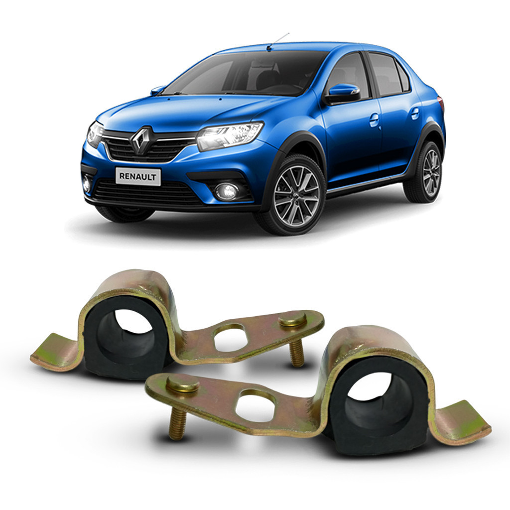 Par Kit Bucha Borracha Abraçadeira da Barra Estabilizadora Dianteira Renault Logan 2020 2021 2022 2023 23 Milímetros