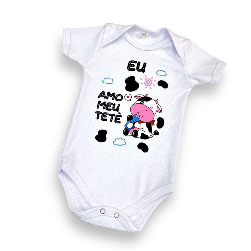 Body Temático Bebê Vaca Vaquinha Eu Amo Meu Tetê em Oferta na Shopee