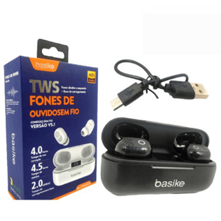 Fone de ouvido sem fio bluetooth tws basike