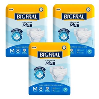 Kit 3 unidades - Fralda Geriátrica Bigfral Regular Plus Tamanho M 8 Unidades em Oferta na Shopee