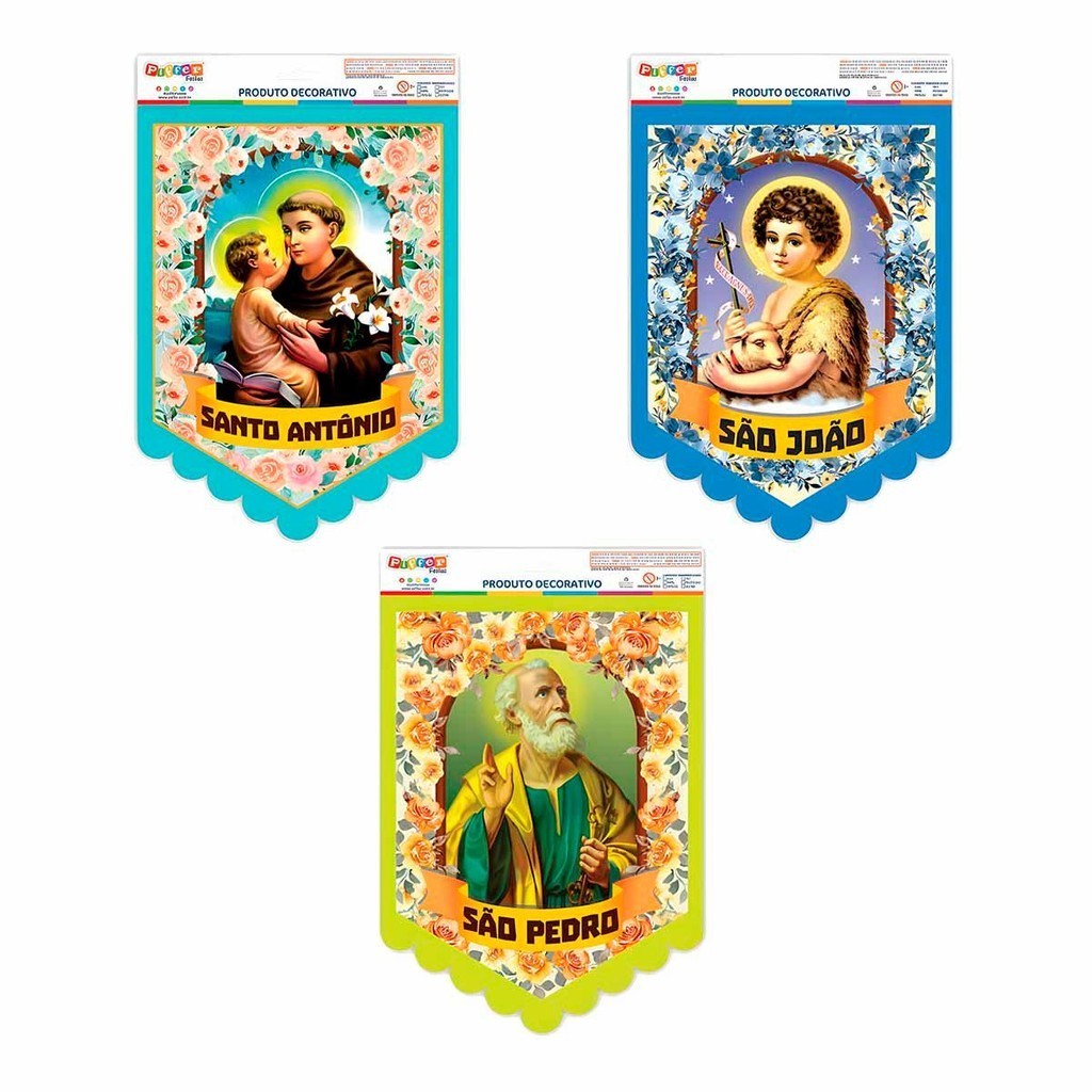 Decoração Festa Junina Estandarte Com Imagem de São Pedro São João ou Santo Antônio em Oferta na Shopee