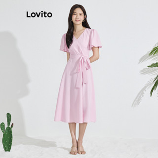 Lovito Vestido Casual com Cinto para Mulheres L77ED293