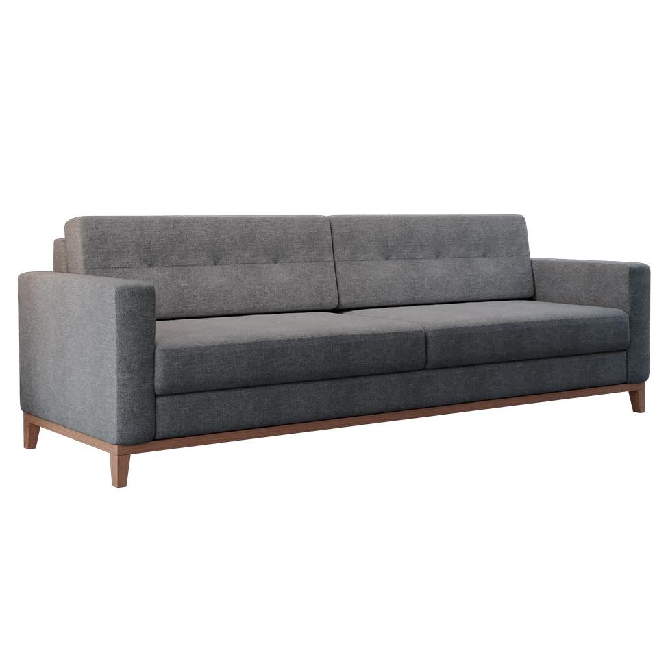 Sofá 3 Lugares Living Base de Madeira Linho Cotton Cinza 210 cm em Oferta na Shopee