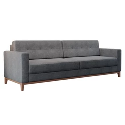 Sofá 3 Lugares Living Base de Madeira Linho Cotton Cinza 210 cm