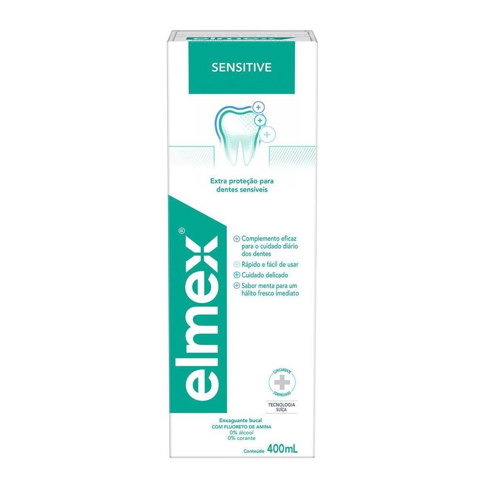Detalhes do Kit Elmex Sensitive Creme Dental 110g + Exaguante Bucal 400ml + Escova Dental 2un