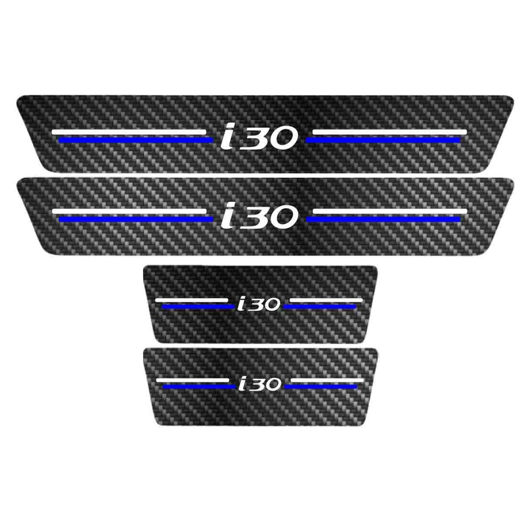 Kit Soleira Protetora Porta Premium Blue Carbono   -  I30