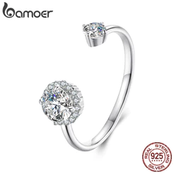 Bamoer 925 Prata Esterlina Anel Aberto Brilhante Moissanite Moda Jóias Presentes Para Mulher MSR067-E