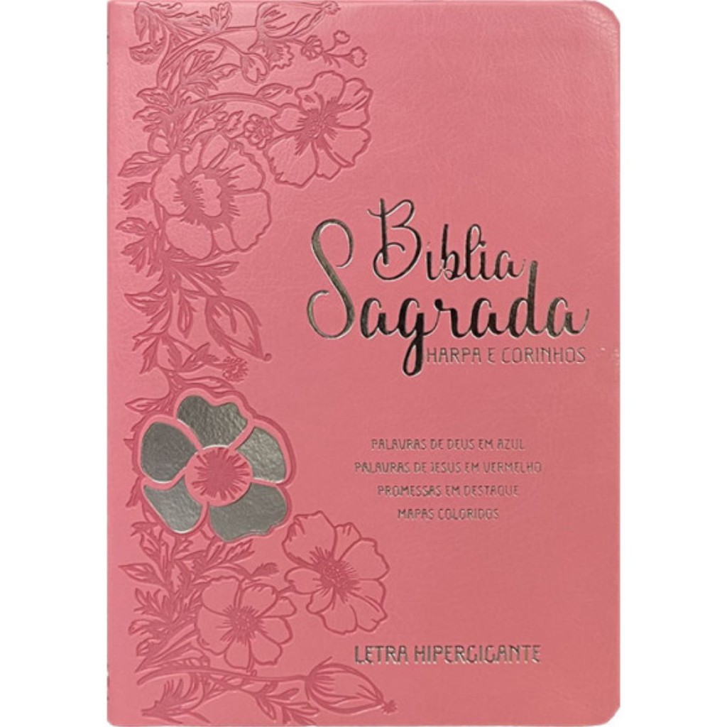 Bíblia Sagrada | Letra Hipergigante | ARC com Índice | Palavras de Jesus Em Vermelho | Floral Dália Rosa em Oferta na Shopee