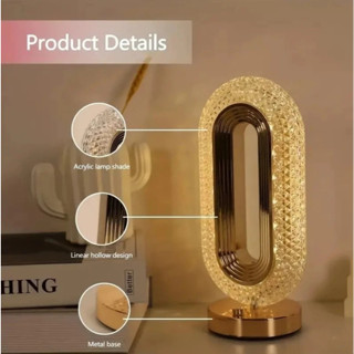 Luminária de Mesa Lâmpada Touch Quarto Luxuosa Cristal Acrílico 3 Tons de Led