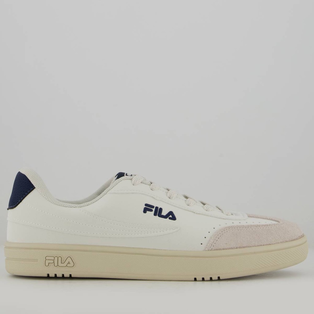 Tênis Fila Court 80 Branco e Marinho em Oferta na Shopee