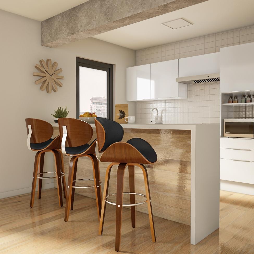Banqueta Giratória Leiden Preta - Home & Living