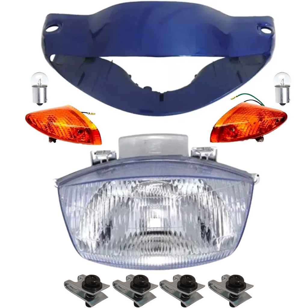 Carenagem Farol, Bloco, Pisca Dianteiro Biz 100 Azul 02 Á 03