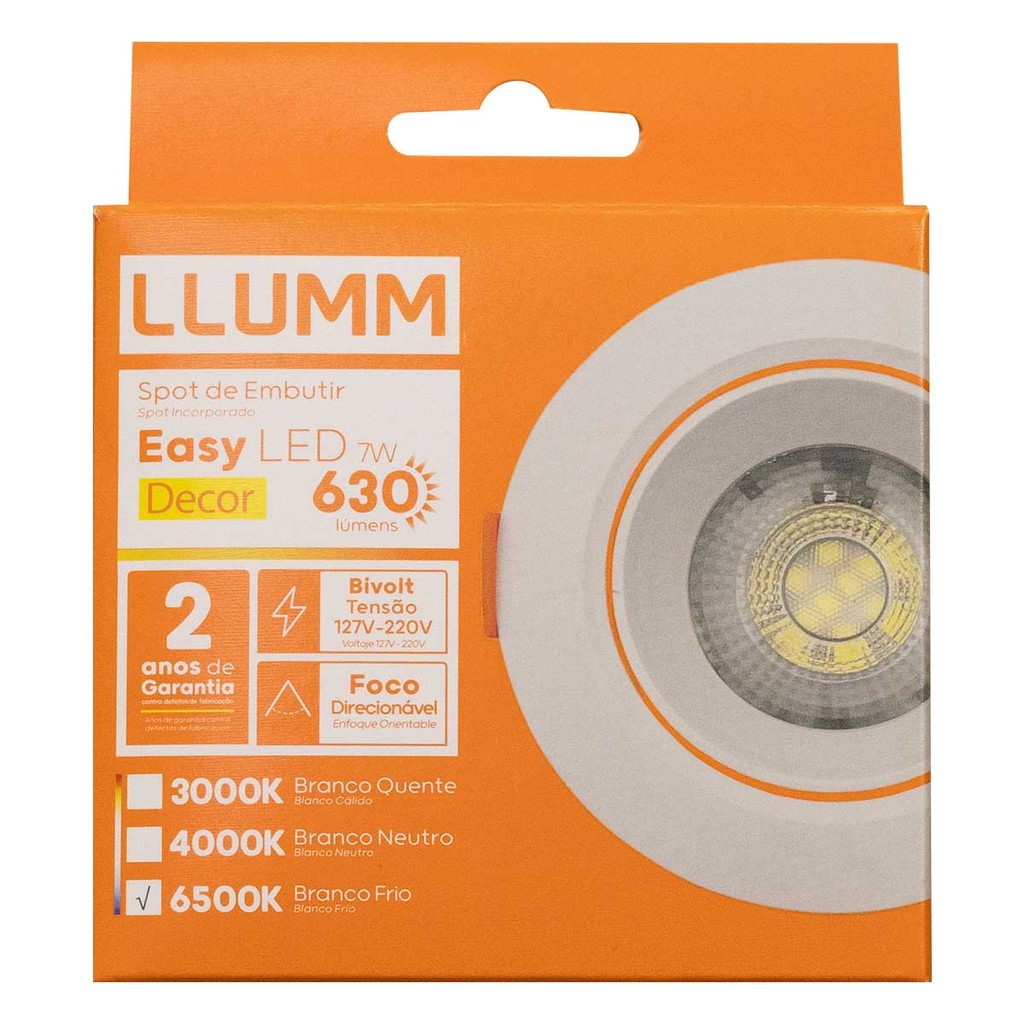 Spot de embutir 7w led 6500k redondo Decor - Llum em Oferta na Shopee