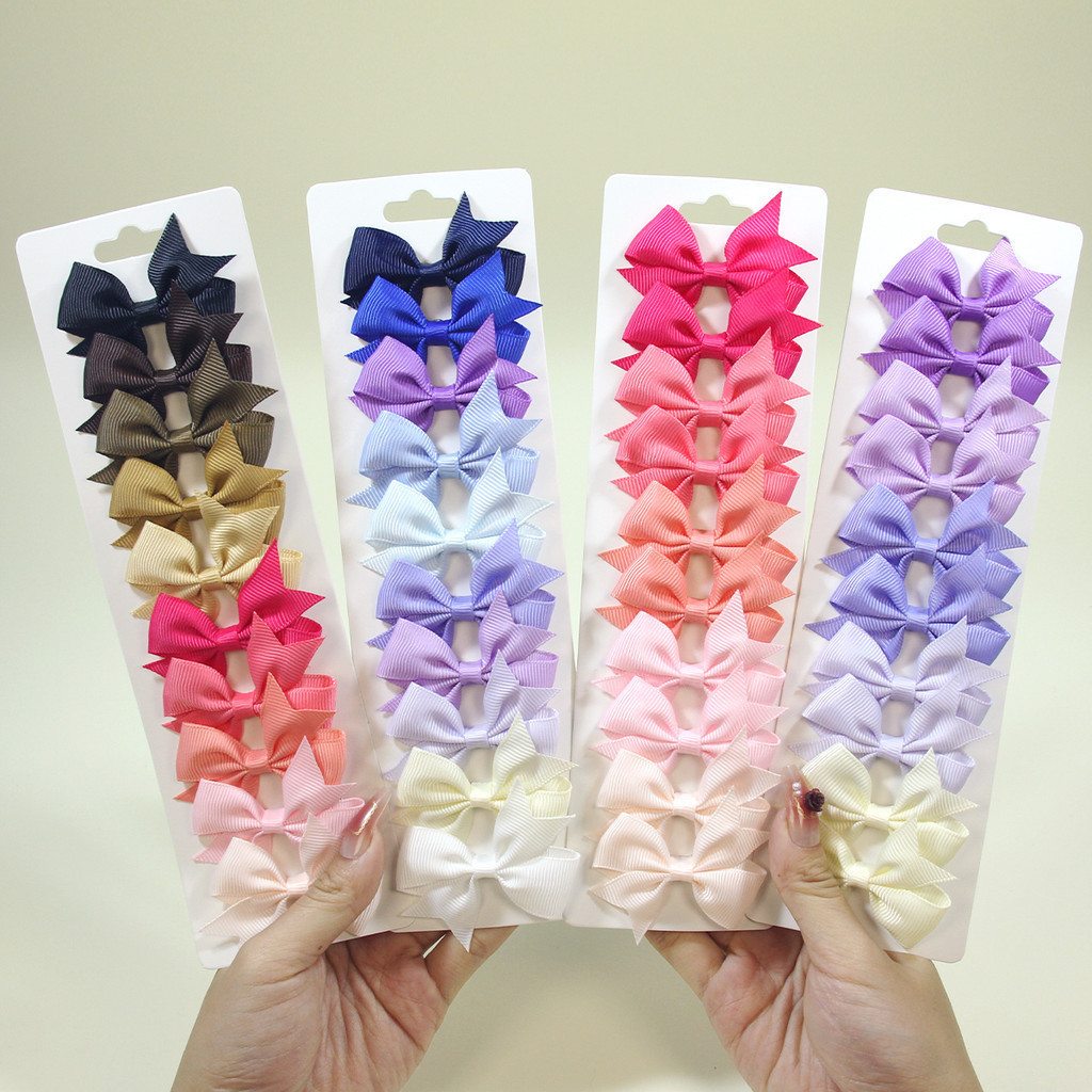 10 Peças De Laços De Cabelo Para Meninas-Grampos De Fita Feitos À Mão , Botões Macios Bebês E Crianças Pequenas , Presil