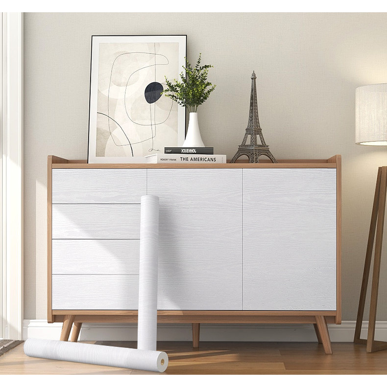 Papel de Parede Adesivo Vinil Madeira Texturizada Wood Branco Impermeável Revestimento Móveis Parede