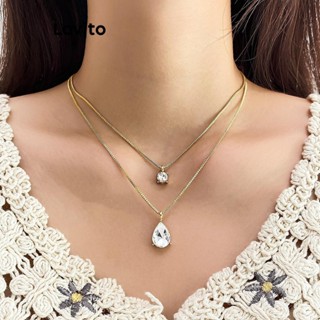Lovito Colares Casuais De Strass Liso Para Mulheres LCS07039