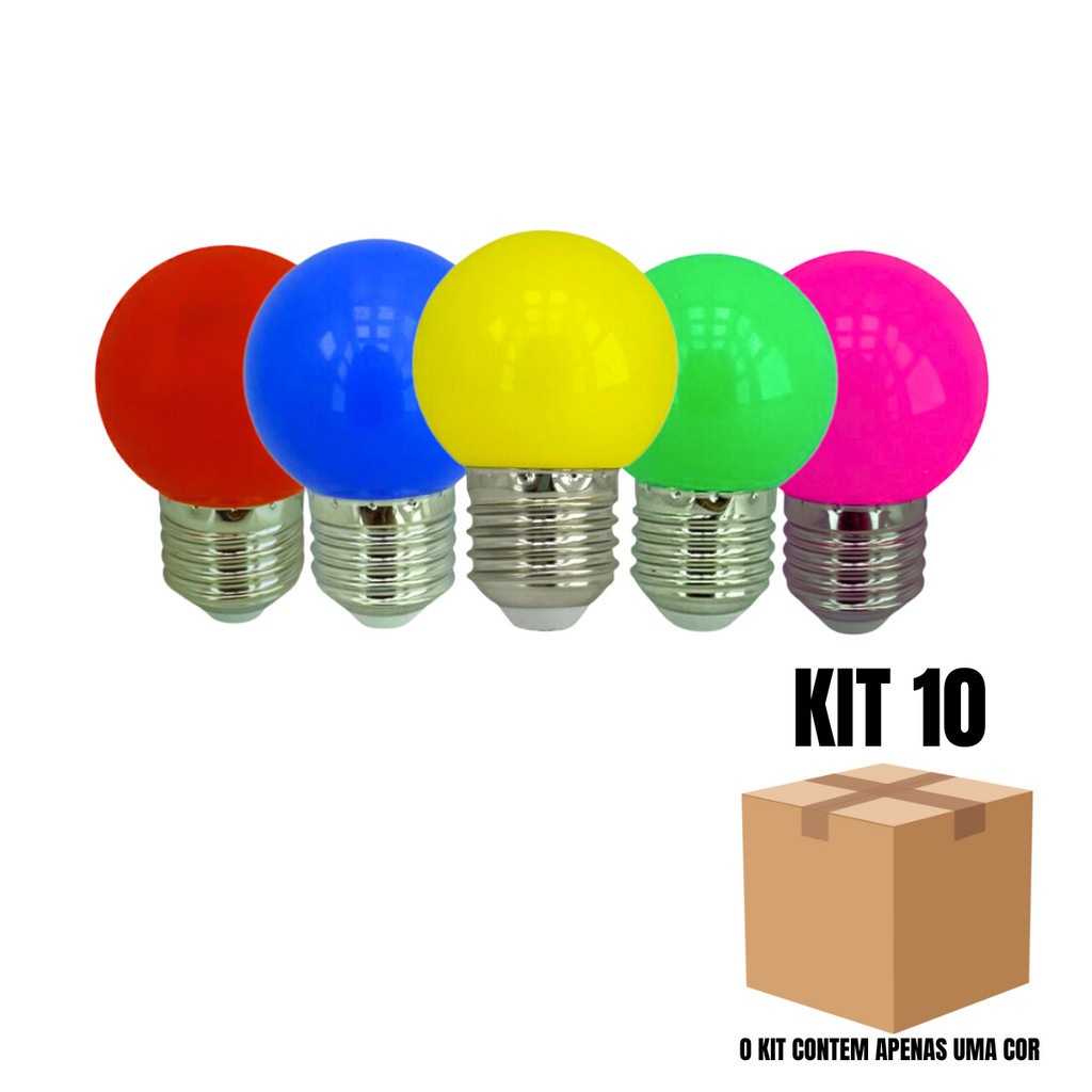 kit 10 Lâmpada Superled Bolinha 1,5W G45 E27 Alta Qualidade Casa Cores Bivolt Econômica