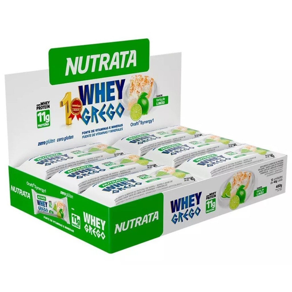 Whey Grego Bar Caixa 12 Unidades Torta De Limão Nutrata